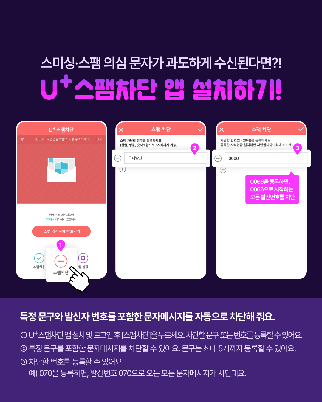 ▲LG유플러스는 23일 설 명절을 겨냥한 스미싱 범죄에 대해 주의를 당부했다. (사진제공=LG유플러스)