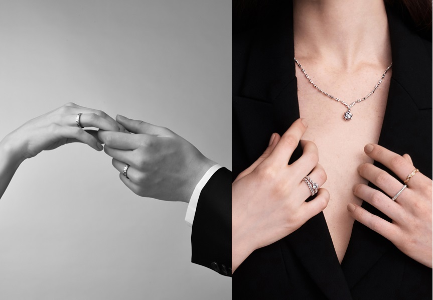 ▲그레이스 커플링(좌), 그레이스 리프 목걸이&반지(우) (엠디루사 제공)
