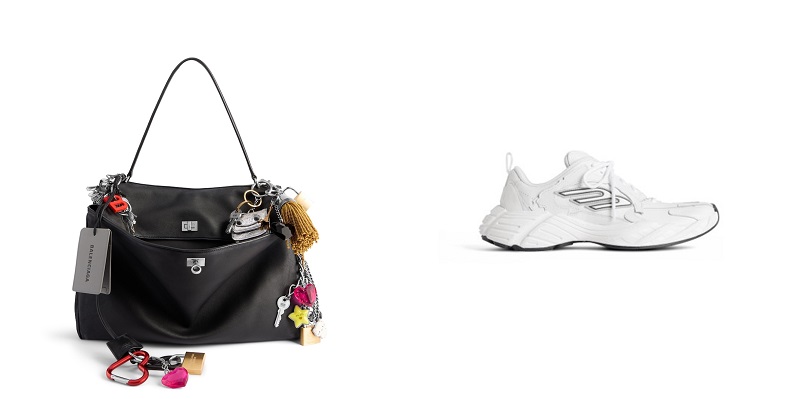 ▲발렌시아가 로데오 라지 유즈드 이펙트 참 핸드백&먼데이 슈즈