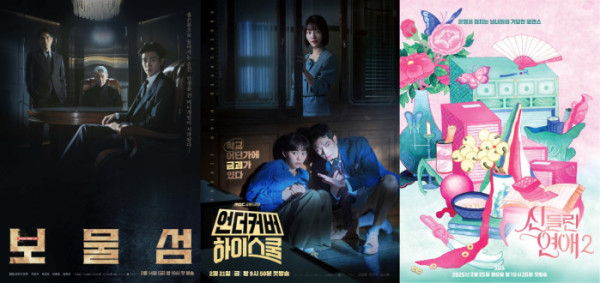 ▲'보물섬', '언더커버 하이스쿨', '신들린 연애2' (사진제공=웨이브)