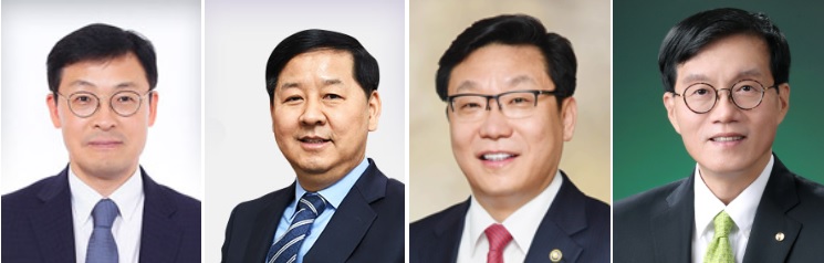 ▲(왼쪽부터) 이호승 전 기획재정부 1차관, 구윤철 전 기획재정부 2차관, 주형환 저출산고령사회위원회 부위원장, 이창용 한국은행 총재 (기획재정부·한국은행 홈페이지)