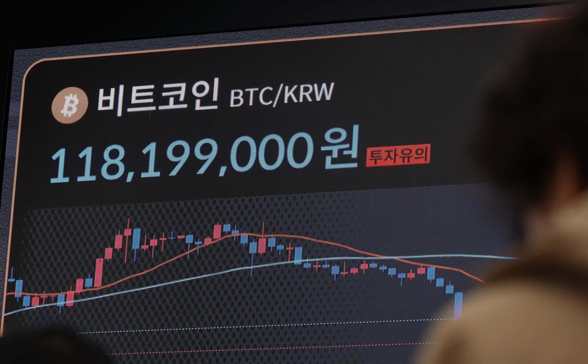 ▲도널드 트럼프 미국 행정부의 상호관세 정책으로 비트코인 가격이 큰 폭으로 하락했다. 7일 서울 서초구 빗썸라운지에 비트코인 등 가상자산 실시간 거래가격이 표시되고 있다. 6일(미국 현지시간) CNBC, 코인텔그래프 등에 따르면 이날 한 때 비트코인 가격은 전날보다 4% 하락한 7만8835.07달러를 기록했다. 8만 달러 선에 이어 7만9000달러 선도 무너졌다. 이는 지난 1월 기록한 사상 최고치 대비 약 34% 폭락한 수준이다. 신태현 기자 holjjak@