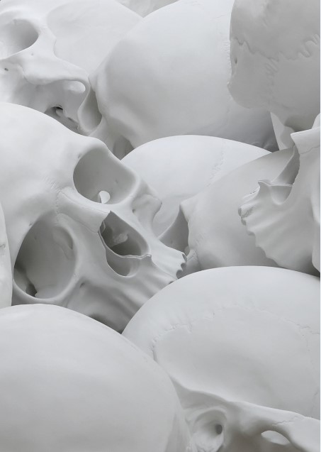 ▲해골을 산처럼 쌓아올린 대형 설치작으로 재난과 위기 속에서 살아가는 현대 인류의 초상을 암시하며 묵직한 메시지를 전하는 론 뮤익의 대표작 '매스' (국립현대미술관)