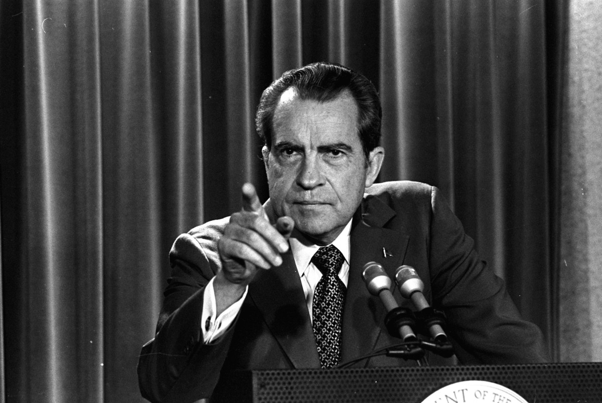 ▲FILE - In this March 15, 1973 file photo, President Nixon tells a White House news conference that he will not allow his legal counsel, John Dean to testify on Capitol Hill in the Watergate investigation and challenged the Senate to test him in the Supreme Court. (AP Photo/Charles Tasnadi, File) (워싱턴=AP/뉴시스)