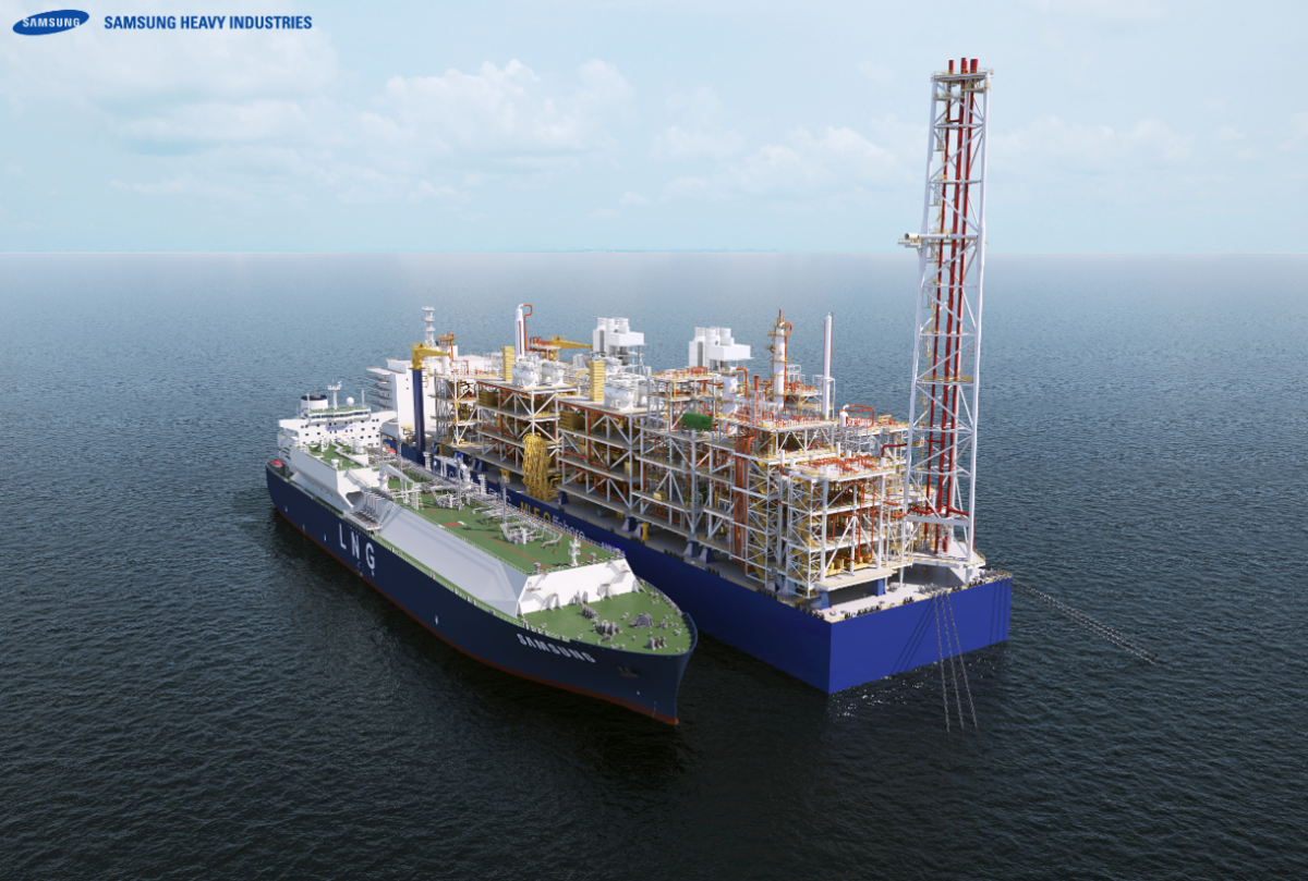 ▲삼성중공업이 개발한 심해용 FLNG 표준모델 MLF-O 이미지. (사진제공=삼성중공업)