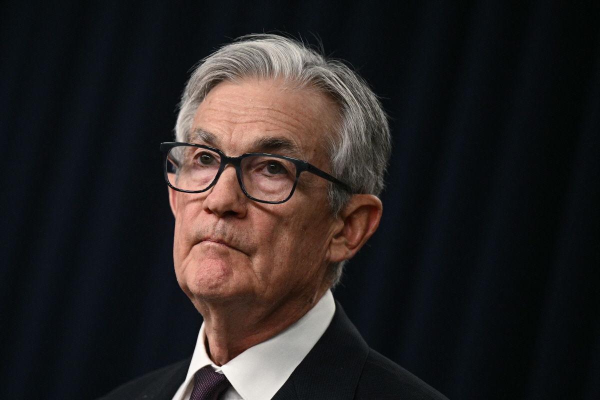 ▲제롬 파월 미국 연방준비제도(Fed·연준) 의장이 기자회견을 하고 있다. 워싱턴D.C./AFP연합뉴스