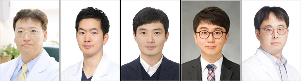 ▲(좌측부터) 김진원·강동오 고려대 구로병원 심혈관센터 교수, 유홍기·남형수 카이스트 기계공학과 교수, 김선원 고려대 안산병원 교수 (고려대학교구로병원)