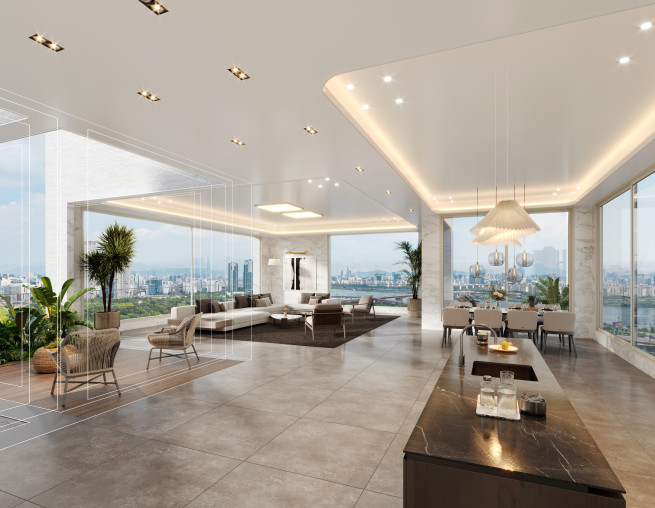 ▲포스코이앤씨가 용산정비창에 제안한 대형 평형 모습.  (사진제공=포스코이앤씨)