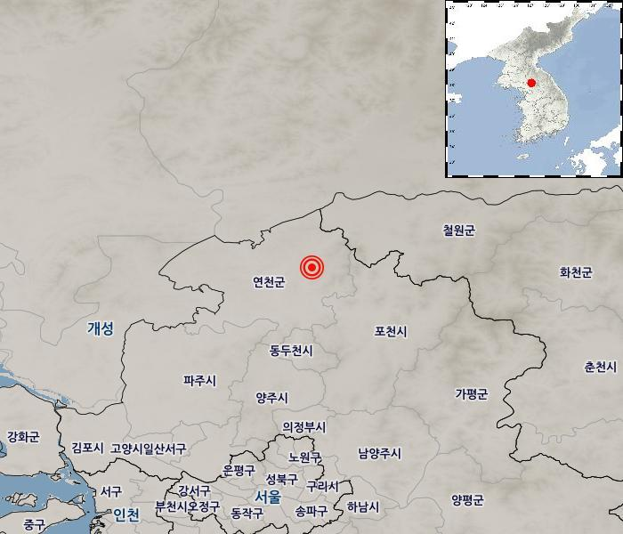 ▲경기 연천 규모 3.3 지진 발생 (사진= 기상청)