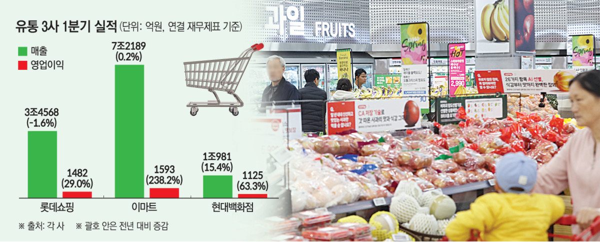 ▲유통 빅3 기업, 2025 1분기 실적 (이투데이 그래픽팀=손미경 기자)
