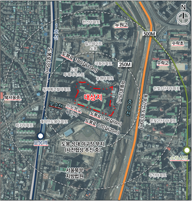 ▲도봉구 도봉동 삼환아파트 재건축 위치도. (자료제공=서울시)