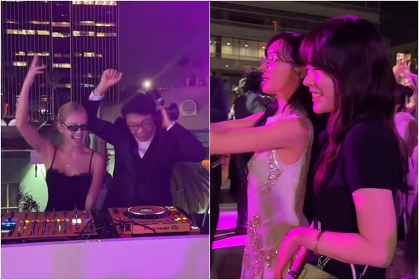 ▲효연(왼)과 이수만. 이 모습을 지켜보는 티파니와 써니. (출처=효연SNS)