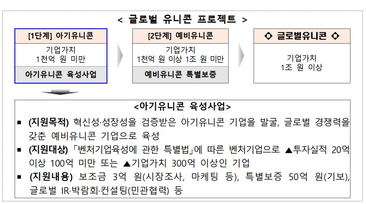 ▲글로벌 유니콘 프로젝트.  (출처=중소벤처기업부)