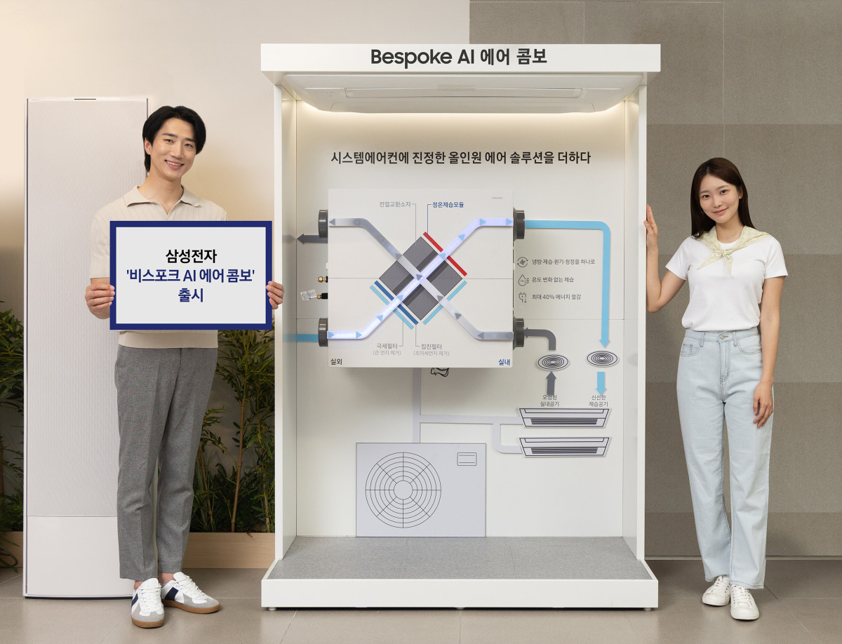 ▲삼성전자가 사계절 내내 집안 곳곳을 쾌적하게 관리하는 똑똑한 공조시스템 '비스포크 AI 에어 콤보'를 새롭게 선보였다.  (사진제공-삼성전자)