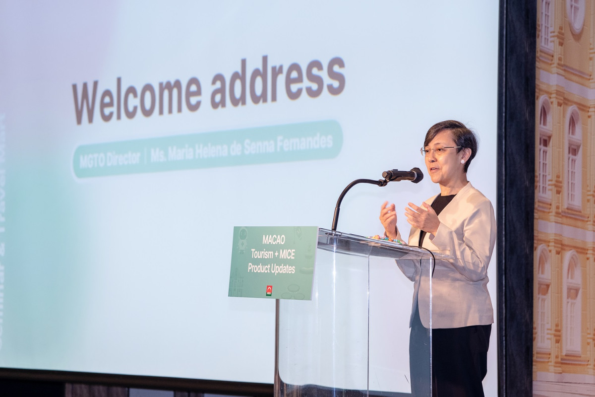 ▲마리아 헬레나 세나 드 페르난데스 마카오정부관광청장이 29일 서울 포시즌스 호텔에서 진행된 '마카오 관광 및 MICE 산업 세미나&트래블 마트'에서 인사말을 하고 있다. (사진제공=마카오정부관광청)