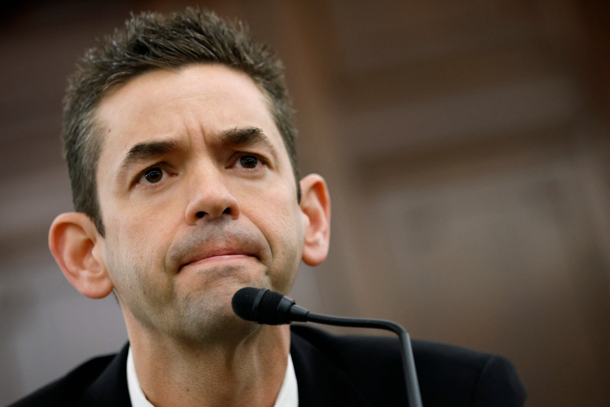 ▲미 항공우주국(NASA) 국장 지명자였던 재러드 아이작먼이 4월 9일(현지시간) 미 의회의사당에서 열린 상원 상무과학교통위원회 인준 청문회에서 발언하고 있다. 워싱턴D.C./AFP연합뉴스