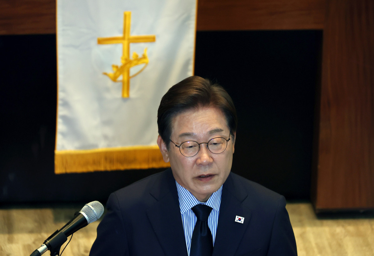 ▲이재명 더불어민주당 대선 후보가 2일 경기 성남주민교회에서 기자회견을 하고 있다. (사진=뉴시스)