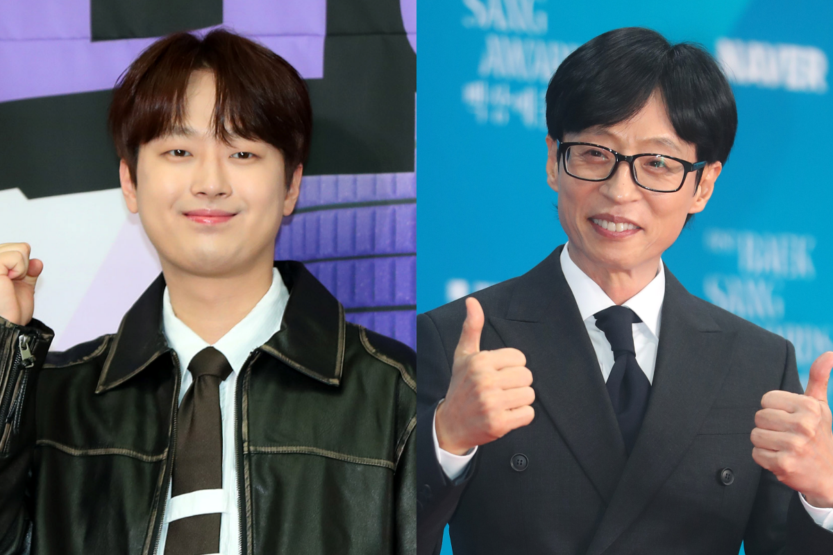 ▲가수 이찬원(왼쪽), 방송인 유재석. (뉴시스)