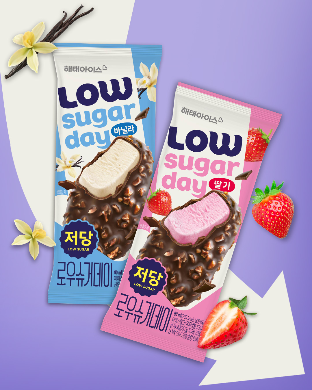▲해태 저당 아이스크림 로우슈거데이 2종 (사진제공=해태아이스)