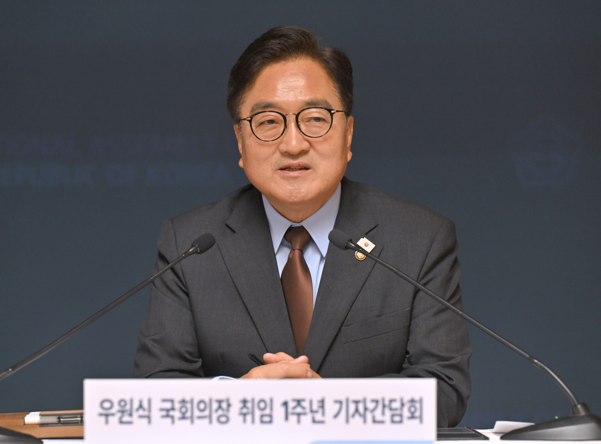 ▲우원식 국회의장이 11일 서울 여의도 국회 사랑재에서 열린 취임 1주년 기자간담회에서 발언하고 있다. (사진=뉴시스)