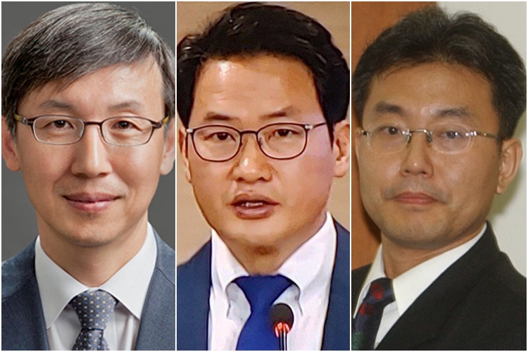 ▲조국혁신당은 12일 이른바 '3대 특검법'(내란특검법·김건희특검법·채상병특검법)에 따른 특별검사 후보자로 한동수 전 대검찰청 감찰부장(왼쪽부터), 심재철 전 법무부 검찰국장, 이명현 전 국방부 검찰단 고등검찰부장 등 3인을 추천했다. 2025.6.12 (연합뉴스)