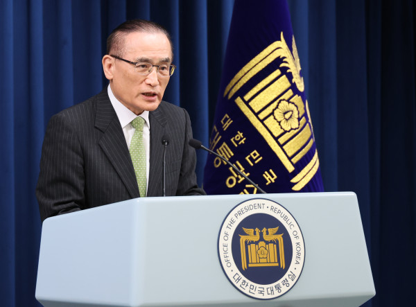 ▲위성락 국가안보실장이 15일 서울 용산 대통령실에서 이재명 대통령 캐나다 G7 정상회의 참석 관련 설명을 하고 있다. 2025.6.15 (연합뉴스 )
