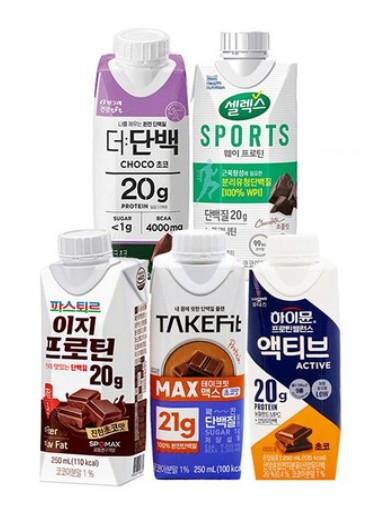 ▲시중에 판매 중인 단백질 음료 제품들. (사진제공=각사)