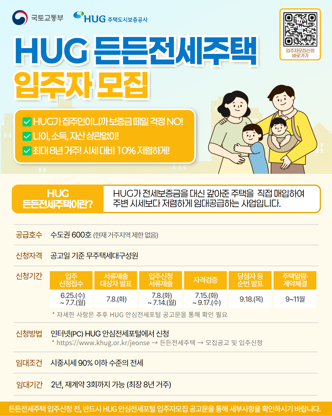 ▲HUG 든든전세주택 입주자 모집 포스터. (자료제공=HUG)