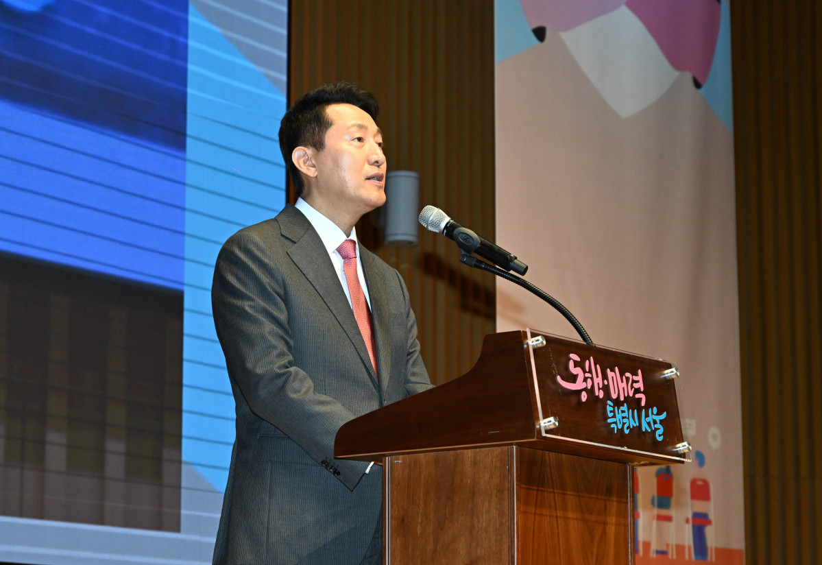 ▲오세훈 서울시장이 23일 열린 '서울시 청(소)년 마약 퇴치 협력을 위한 협약식'에서 기념사 하고 있다. (사진제공=서울시)