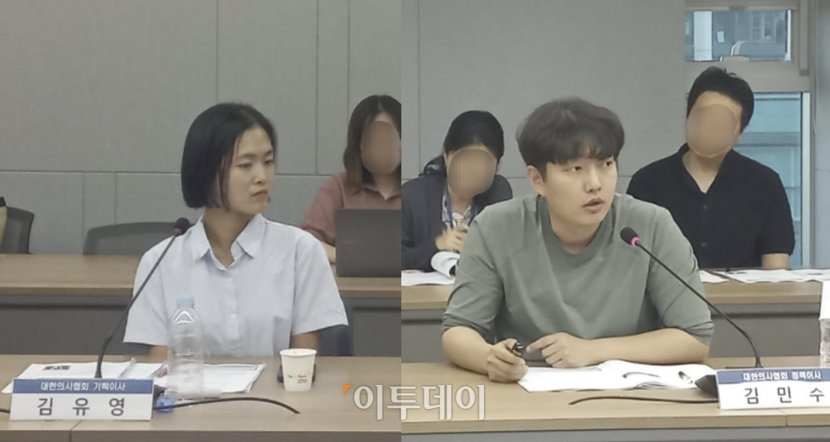 ▲23일 오후 서울 용산구 대한의사협회관에서 열린 의료정책연구원 정책포럼에 참석한 김유영 대한의사협회 기획이사(왼쪽)와 김민수 대한의사협회 정책이사. (한성주 기자 hsj@)