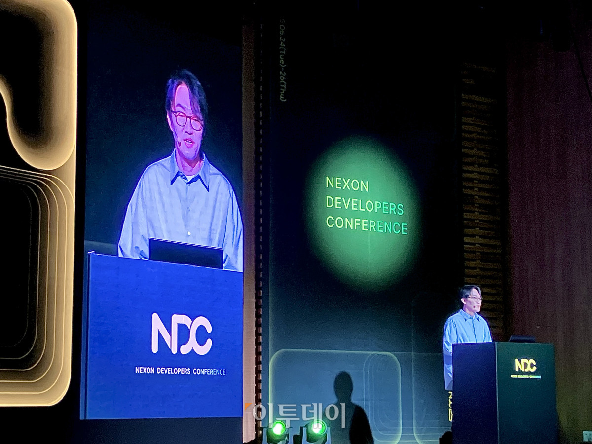 ▲24일 넥슨 일본법인 이정헌 대표가 성남시 경기창조혁신센터에서 열린 NDC25에서 환영사를 말하고 있다. (임유진 기자 @newjean)