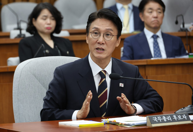 ▲김민석 국무총리 후보자가 25일 서울 여의도 국회에서 열린 인사청문회에서 국민의힘 주진우 의원의 질의에 답하고 있다. 2025.6.25 (연합뉴스)