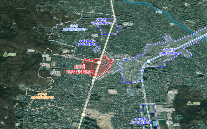▲화계역  지구단위계획구역 위치도. (자료제공=서울시)