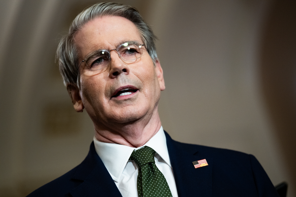 ▲스콧 베선트 미국 재무장관이 24일(현지시간) 기자회견을 하고 있다. 워싱턴D.C./UPI연합뉴스