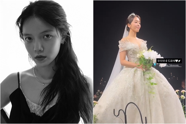 ▲지민(왼)과 오늘 결혼식을 올린 도화. (출처=지민SNS)