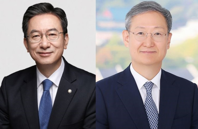 ▲이재명 정부 초대 법무부 장관 후보자로 지명된 정성호 더불어민주당 의원(왼쪽)과  민정수석 비서관으로 지명된 봉욱(60) 김앤장 법률사무소 변호사.