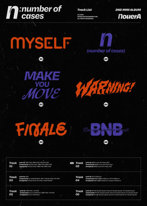 ▲누에라 'n' 트랙리스트(사진=누아엔터테인먼트 제공)