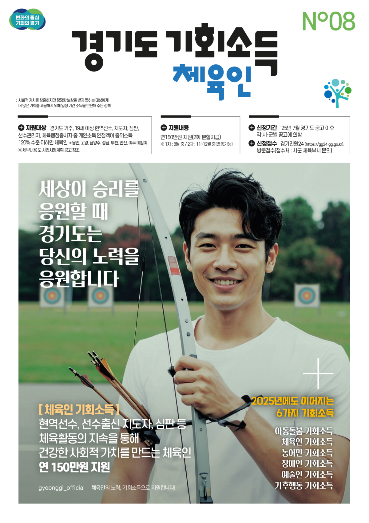 ▲경기도가 올해부터 지급 대상과 범위를 확대한 ‘2025년 경기도 체육인 기회소득’의 참여자를 7월부터 시군별로 접수한다 (경기도)