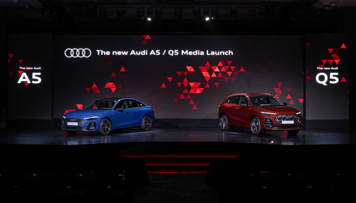 ▲아우디 코리아가  1일 서울 영등포구 콘래드 호텔에서 미디어 론칭 행사를 열고 프리미엄 중형 세단 ‘더 뉴 아우디 A5’와 중형 스포츠유틸리티차량(SUV) ‘더 뉴 아우디 Q5’를 국내 공식 출시하며 내연기관 라인업의 본격적인 세대교체에 나섰다. (사진=아우디코리아)