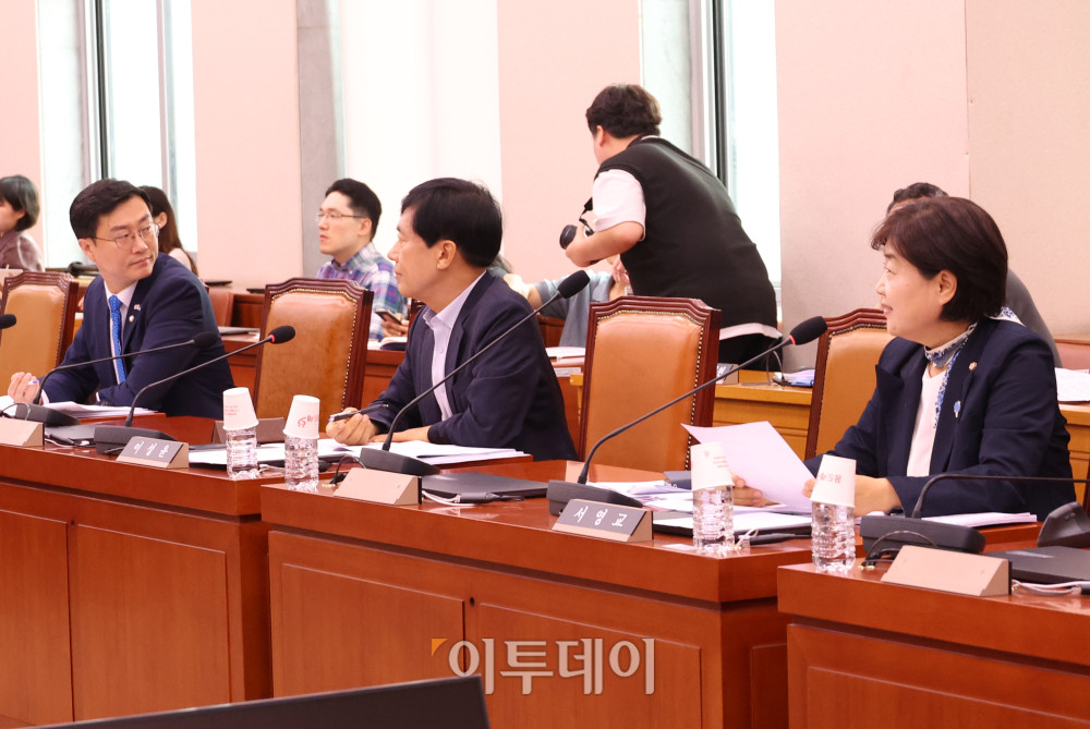 ▲2일 서울 여의도 국회 법제사법위원회 법안심사제1소위원회에서 더불어민주당 의원들이 상법 일부개정법률안 등 안건 심사를 위해 회의에 참석하고 있다. 고이란 기자 photoeran@