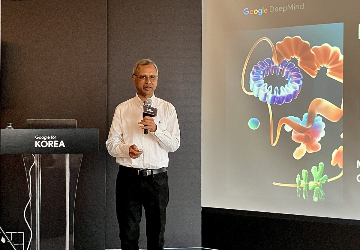 ▲마니쉬 굽타 구글 딥마인드 시니어 디렉터가 2일 오전 서울 강남구 조선팰리스 호텔에서 열린 기자간담회에서 발언하고 있다. (임유진 기자 newjean@)