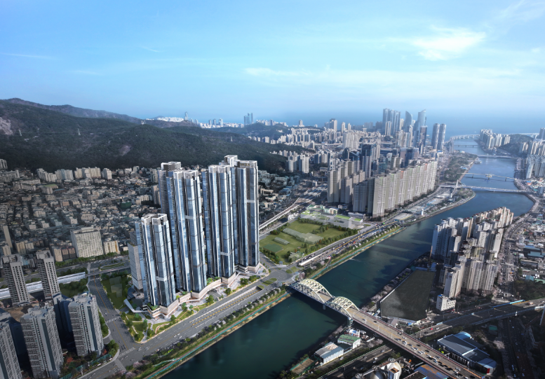 ▲르엘 리버파크 센텀광역 투시도. 롯데건설 제공