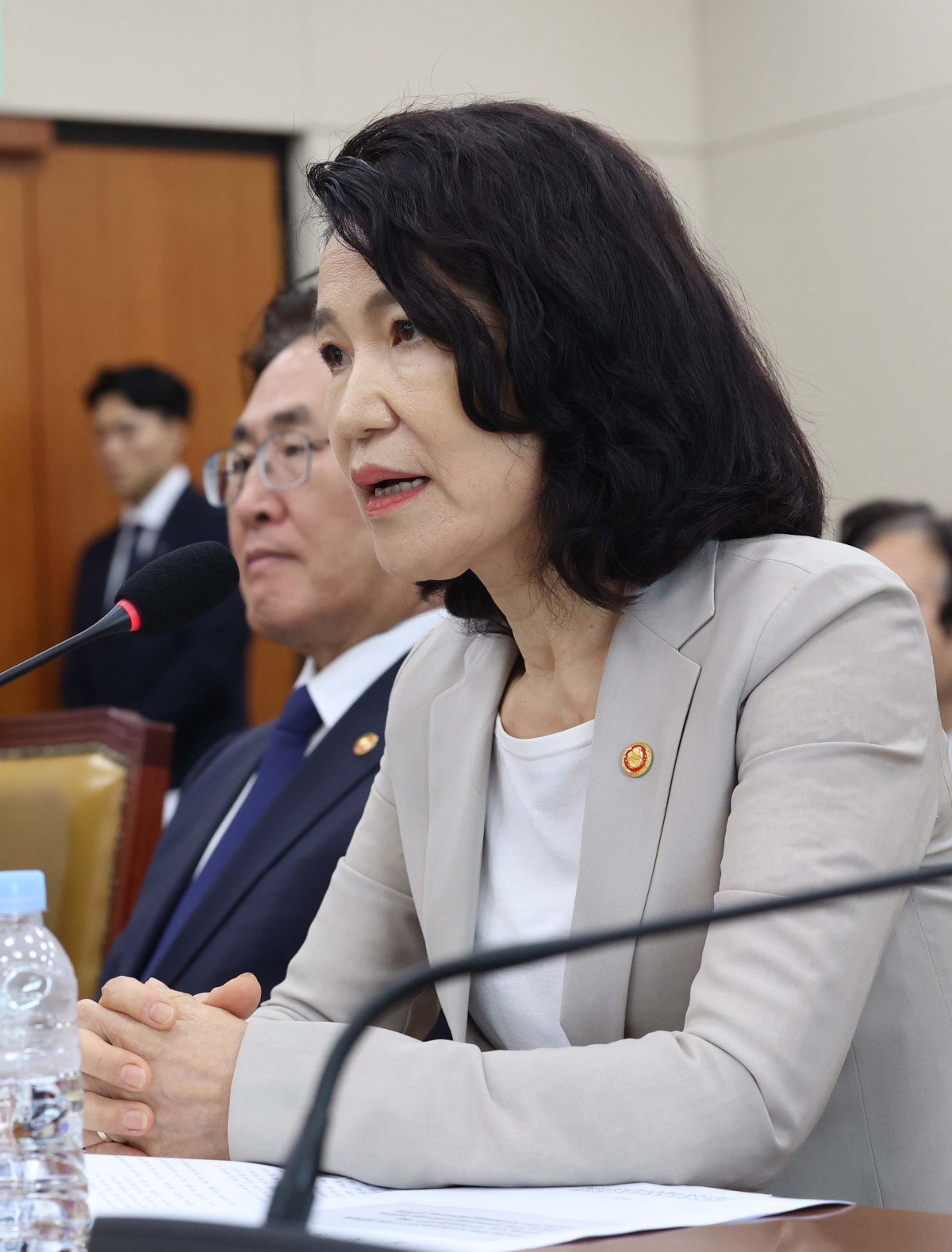 ▲7일 서울 여의도 국회에서 열린 과학기술정보방송통신위원회 전체회의에서 이진숙 방송통신위원장이 발언하고 있다. 신태현 기자 holjjak@