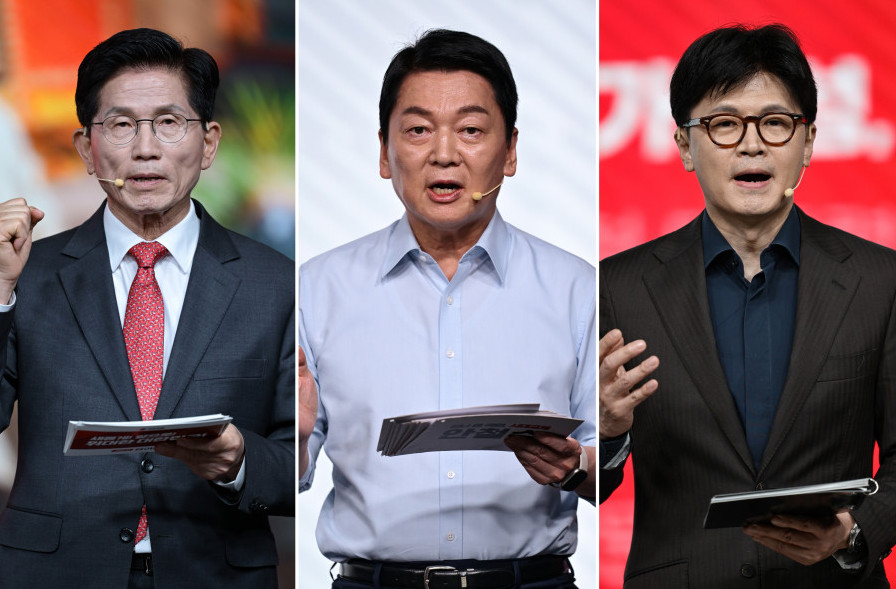 ▲왼쪽부터 김문수 전 고용노동부 장관, 안철수 의원, 한동훈 전 대표. (이투데이DB)