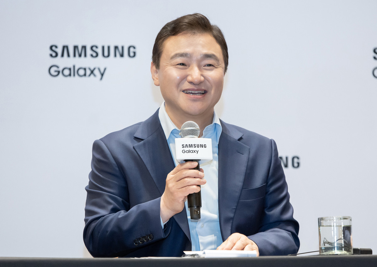 ▲7월 9일(현지시간) 미국 뉴욕에서 삼성전자 DX부문장 직무대행 노태문 사장이 '삼성 갤럭시 언팩 2025' 행사 직후 국내 기자간담회를 진행하고 있다. (사진제공=삼성전자)
