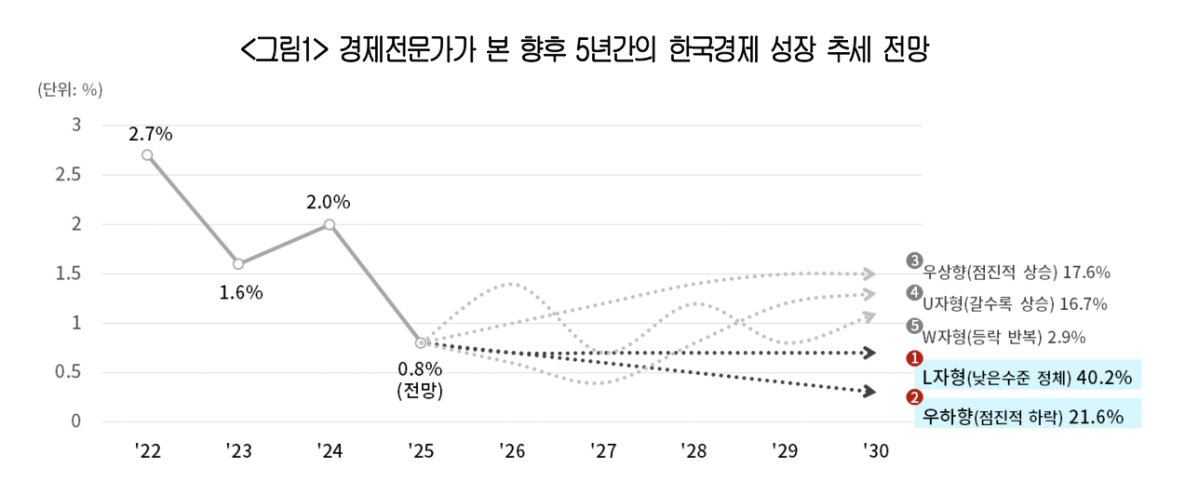 ▲경제전문가가 본 향후 5년간의 한국경제 성장 추세 전망 (사진제공-대한상공회의소)