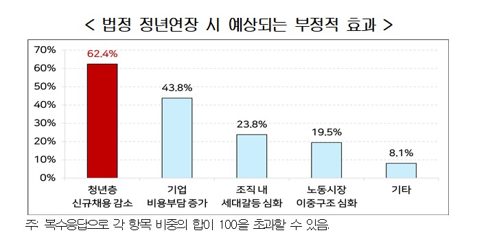 ▲법정 정년연장 시 예상되는 부정적 효과 (자료제공=경총)