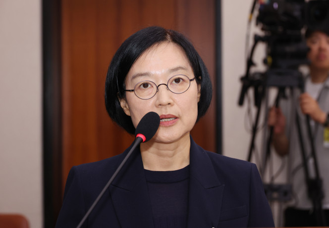 ▲한성숙 중소벤처기업부 장관 후보자가 15일 서울 여의도 국회 산업통상자원중소벤처기업위원회 전체회의에서 열린 인사청문회에서 발언하고 있다. 2025.7.15 (연합뉴스)