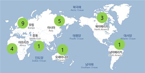 ▲선정 기관 분포 지역 및 기관명 (국립중앙박물관)