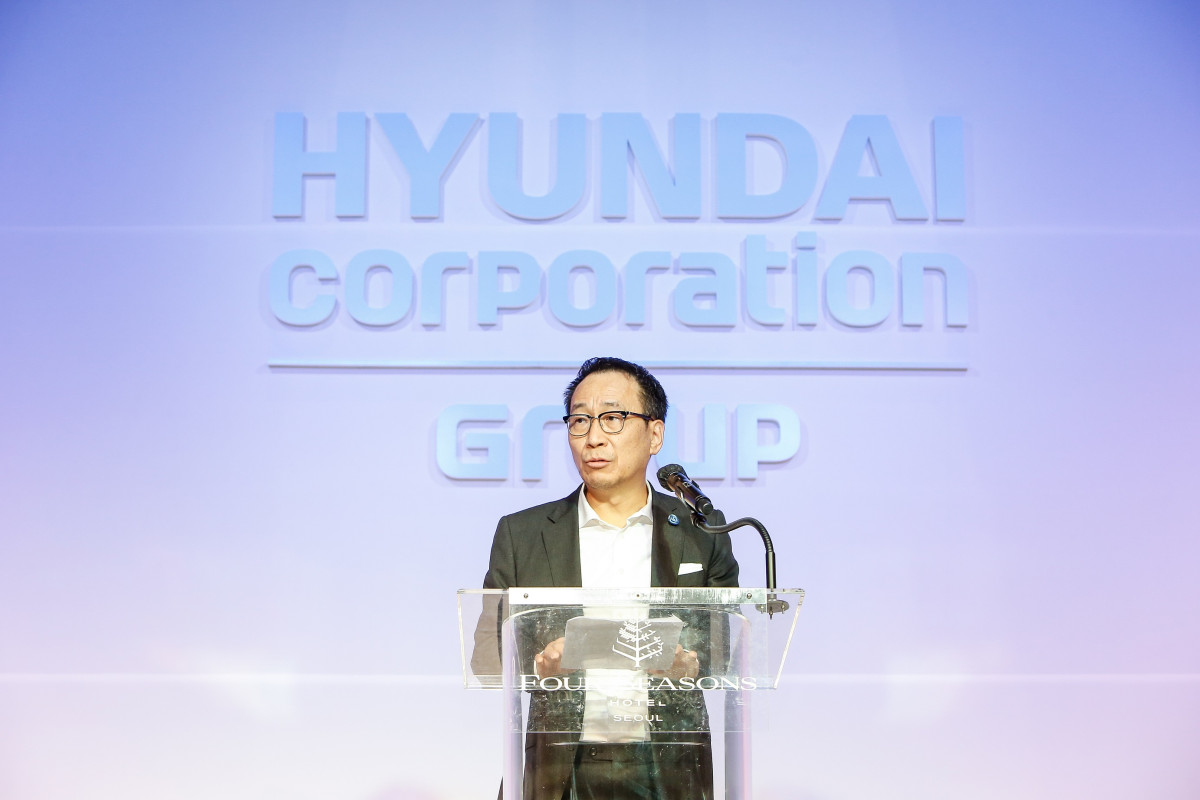 ▲정몽혁 현대코퍼레이션 회장이 창립 46주년 기념행사에서 발언하고 있다. (현대코퍼레이션)